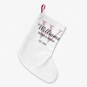 Personlig Monogram Nyligen lodrät Rosa Liten Julstrumpa