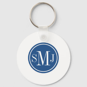 Personlig Monogram och klassiskt blått Nyckelring