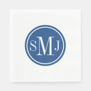 Personlig Monogram och klassiskt blått Pappersservett