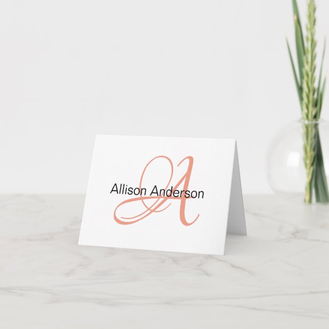 Personlig monogram och namn anpassad anteckningsko kort (Framsida)