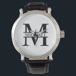 Personlig Monogram och Namn Armbandsur<br><div class="desc">Personlig Monogram- och Namn-presentationer med personlig monogram och namn i klassiskt serif font stil. Perfekt som fars dag-gåvor till pappa,  gåvor till farfar,  make,  brudgumm,  bäste man,  marskalkar och annat.</div>