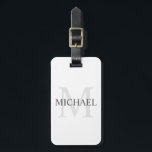Personlig Monogram och Namn Bagagebricka<br><div class="desc">Personlig Monogram och Namn Gifthar personlig namn i grått och monogram i ljust grått som bakgrund,  i klassiskt serif font stil,  på vit bakgrund.

Perfekt som helgdag-gåva,  fars dag-gåva,  tack för marskalkar och gåva för speciella tillfällen.</div>