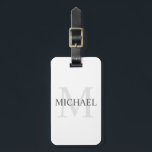 Personlig Monogram och Namn Bagagebricka<br><div class="desc">Personlig Monogram och Namn Gifthar personlig namn i grått och monogram i ljust grått som bakgrund,  i klassiskt serif font stil,  på vit bakgrund.

Perfekt som helgdag-gåva,  fars dag-gåva,  tack för marskalkar och gåva för speciella tillfällen.</div>