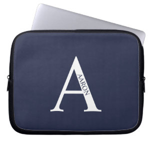 Personlig monogram och namn bärbar datorsleeve laptop fodral