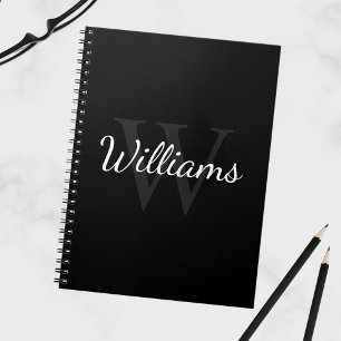 Personlig Monogram och Namn Black Anteckningsbok
