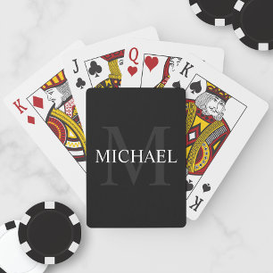 Personlig Monogram och Namn Black Casinokort
