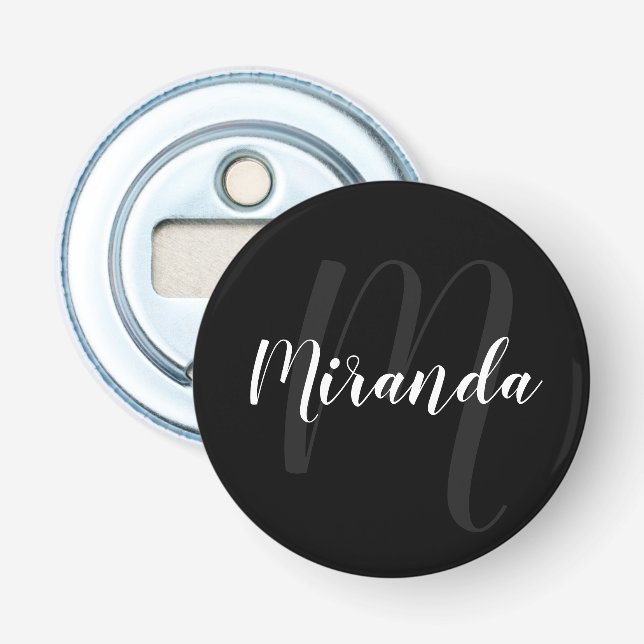 Personlig Monogram och Namn Black Flasköppnare (Framsidan)