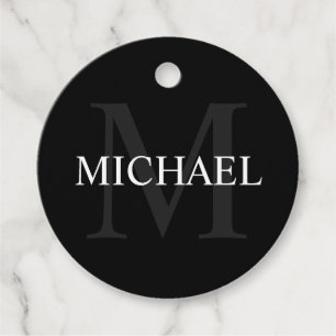 Personlig Monogram och Namn Black Gåvor Etiketter