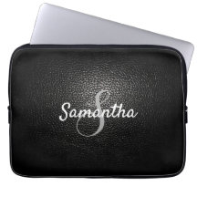 Personlig Monogram och Namn Black Leather