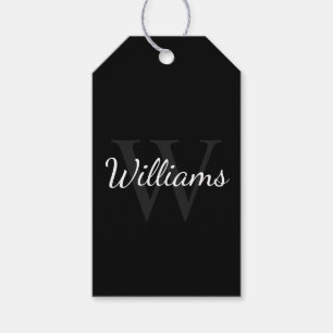Personlig Monogram och Namn Black Presentetikett