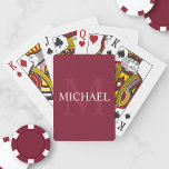 Personlig Monogram och Namn Burgundy Red Casinokort<br><div class="desc">Personlig Monogram och Namn Gift har personlig namn i vitt och monogram i ljust burgundrött som bakgrund,  i klassiskt serif font stil,  på burgundröd bakgrund. Perfekt som helgdag,  familjeåterförening,  tack för marskalkar och gåva vid särskilda tillfällen.</div>