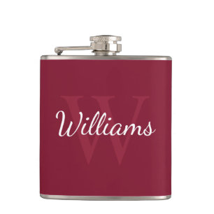 Personlig Monogram och Namn Burgundy Red Fickplunta