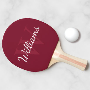 Personlig Monogram och Namn Burgundy Red Pingisracket
