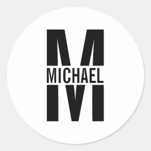Personlig Monogram och Namn Classic Round Stick Runt Klistermärke