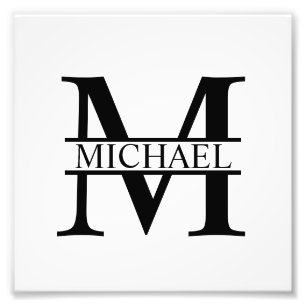 Personlig Monogram och Namn Fototryck