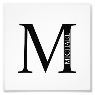 Personlig Monogram och Namn fotoutskrift Fototryck
