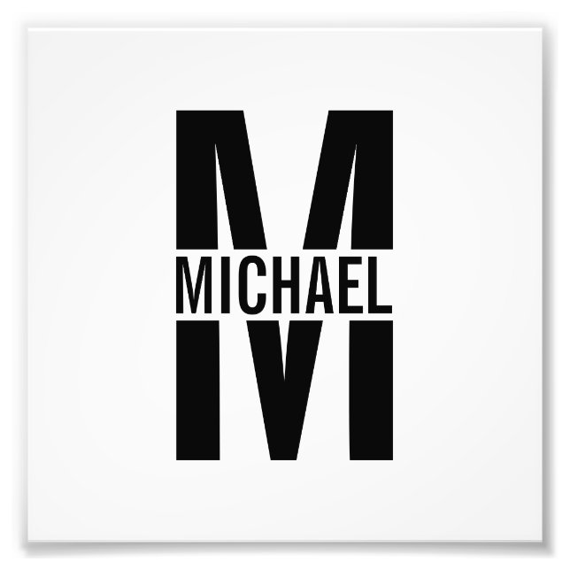 Personlig Monogram och Namn fotoutskrift Fototryck (Framsidan)