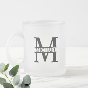 Personlig Monogram och Namn Frostad Glasmugg