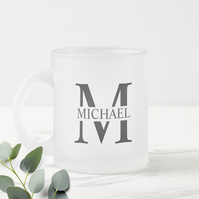 Personlig Monogram och Namn Frostad Glasmugg (Skapare uppladdad)