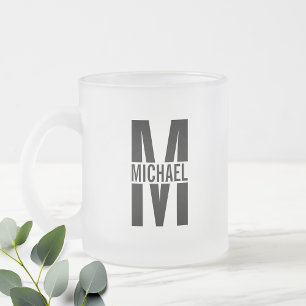 Personlig Monogram och Namn Frosted Glass Kaffe Frostad Glasmugg