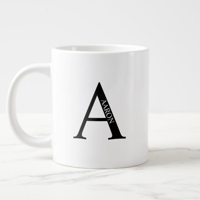 Personlig Monogram och Namn Giant Coffee Mugg Jumbo Mugg (Vänster)