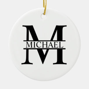 Personlig Monogram och Namn Julgransprydnad Keramik