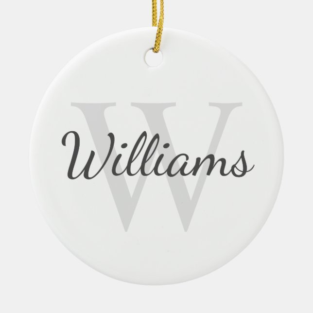 Personlig Monogram och Namn Julgransprydnad Keramik (Framsidan)