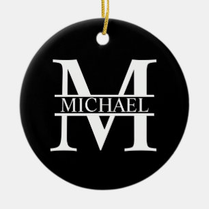 Personlig Monogram och Namn Julgransprydnad Keramik