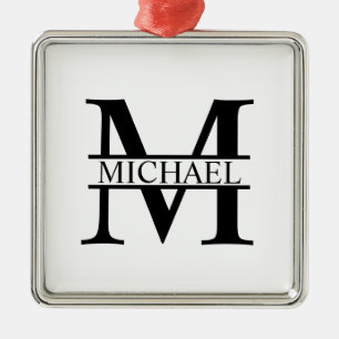 Personlig Monogram och Namn Julgransprydnad Metall