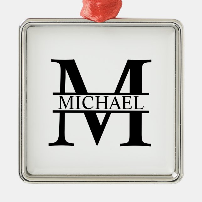 Personlig Monogram och Namn Julgransprydnad Metall (Framsidan)