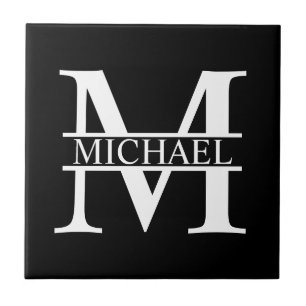 Personlig Monogram och Namn Kakelplatta