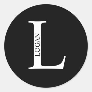 Personlig monogram och namn Klassisk rund stick Runt Klistermärke