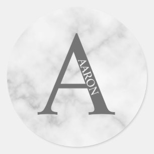 Personlig monogram och namn Klassisk rund stick Runt Klistermärke