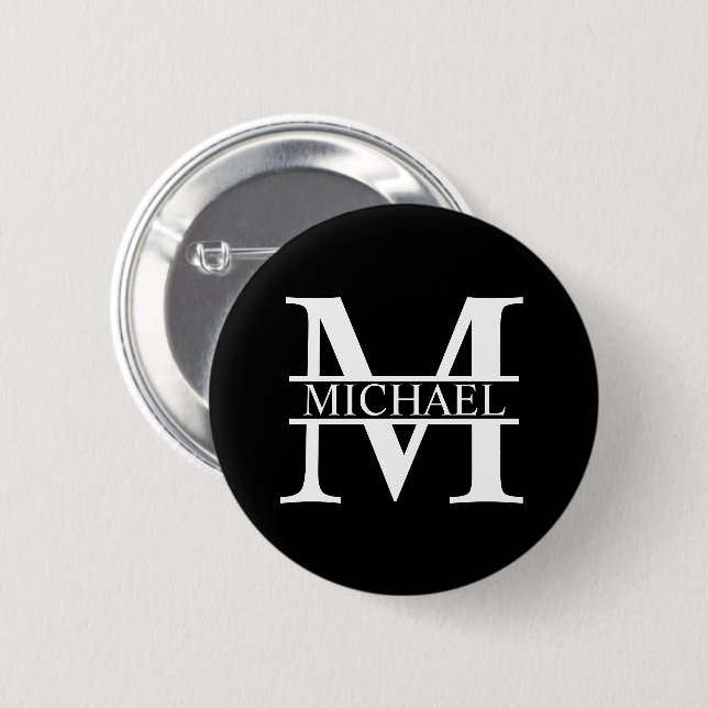 Personlig Monogram och Namn Knapp (Framsida & baksida)
