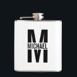 Personlig Monogram och Namn-kolv Fickplunta<br><div class="desc">Personlig Monogram- och Namn-presenter med personlig monogram i svart,  fetstil,  sans serif font stil med box av namn i mitten i monogrammet. Perfekt som fars dag-gåvor till pappa,  gåvor till farfar,  make,  brudgumm,  bäste man,  marskalkar och annat.</div>