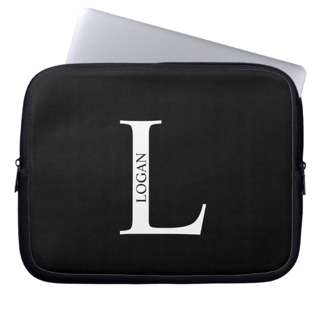 Personlig monogram och namn laptopsleeve laptop fodral (Framsidan)