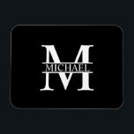 Personlig Monogram och Namn Magnet<br><div class="desc">Personlig Monogram och Namn Giftsfeaturing personlig monogram i klassiskt serif font stil med box av namn i mitten av monogram.

Perfekt som hemmabruk,  hushållsuppvärmningsgåvor,  familjegåvor,  nyfödda och annat.</div>