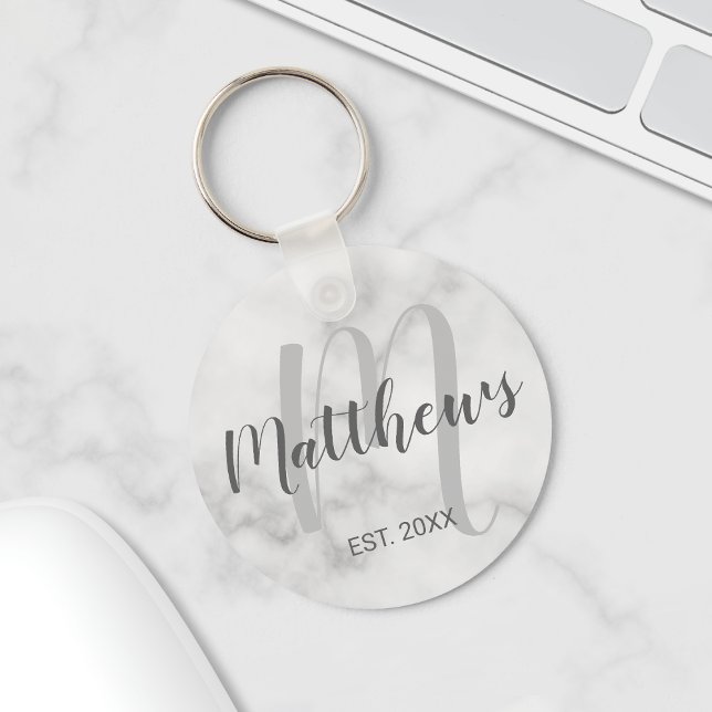 Personlig Monogram och Namn Marble Nyckelring (Skapare uppladdad)