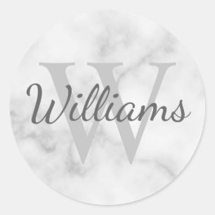 Personlig Monogram och Namn Marble Titta Runt Klistermärke