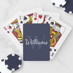 Personlig Monogram och Namn marinblått Casinokort