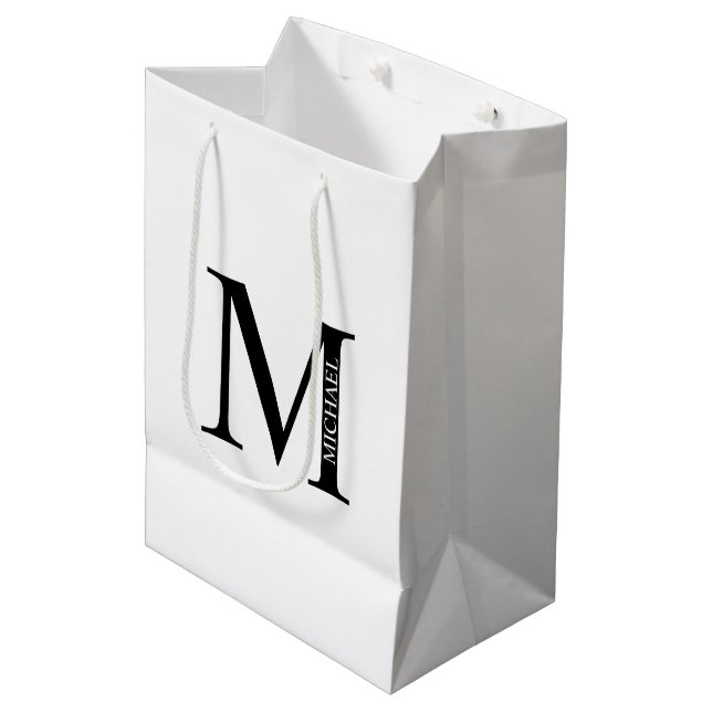 Personlig Monogram och Namn Medium Gift Bag (Framsidan Vinklad)