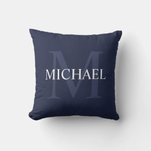 Personlig Monogram och Namn Navy Blue Kudde