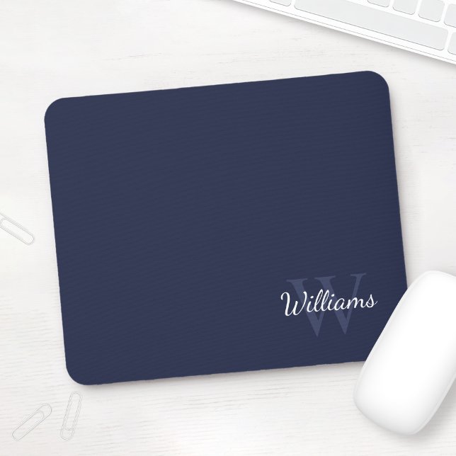 Personlig Monogram och Namn Navy Blue Musmatta (Skapare uppladdad)