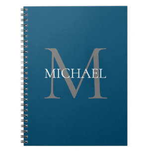 Personlig Monogram och Namn Ocean Blue Anteckningsbok