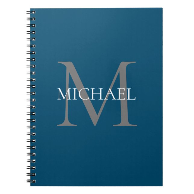 Personlig Monogram och Namn Ocean Blue Anteckningsbok (Framsidan)