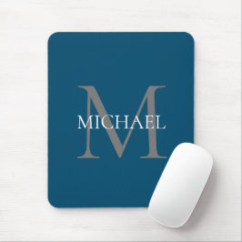 Personlig Monogram och Namn Ocean Blue Musmatta
