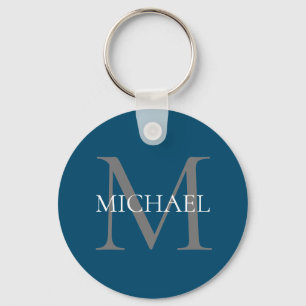 Personlig Monogram och Namn Ocean Blue Nyckelring