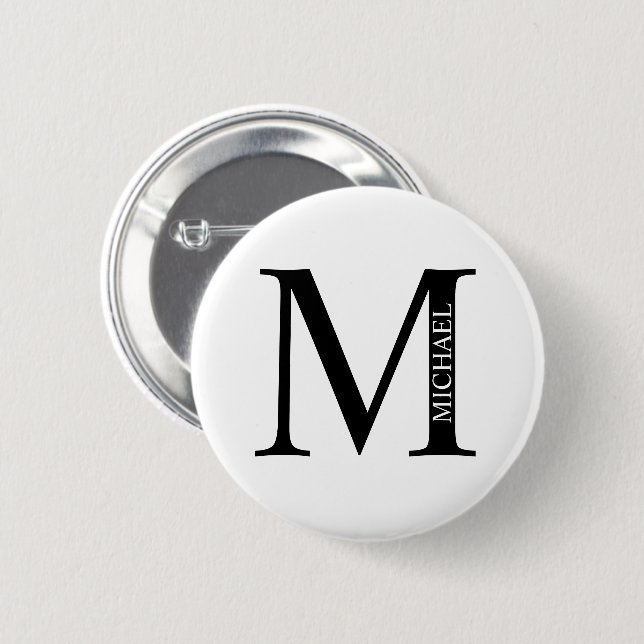 Personlig Monogram och Namn Pinback-knapp Knapp (Framsida & baksida)