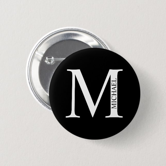 Personlig Monogram och Namn Pinback-knapp Knapp (Framsida & baksida)