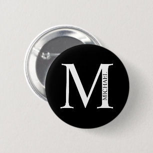 Personlig Monogram och Namn Pinback-knapp Knapp